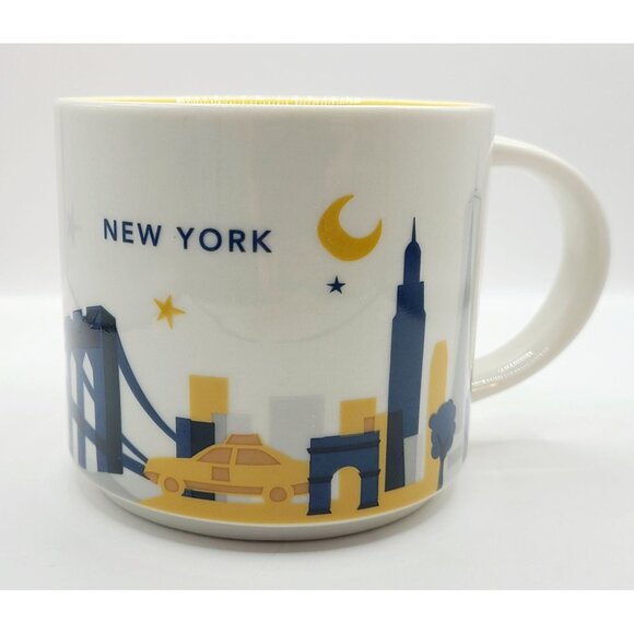 Starbucks New York "You Are Here" Collection Ceramic Mug 14oz Yellow Interior - Picture 1 of 8
